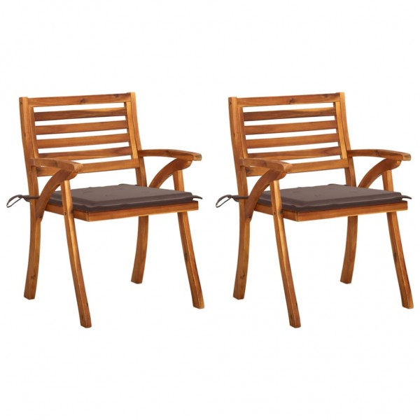 Cadeiras de jantar de jardim com almofadas 2 peças em madeira de acácia maciça D
