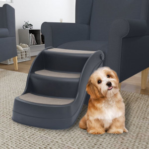 Escalera para perros plegable de 3 peldaños gris oscuro D