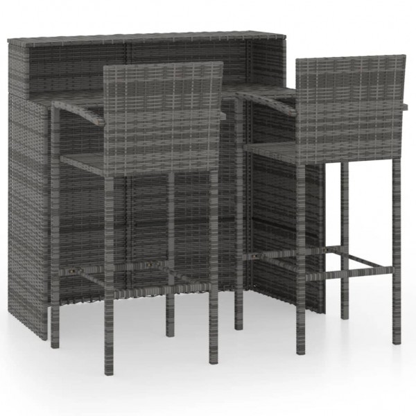 Set de muebles de bar de jardín 3 piezas gris D