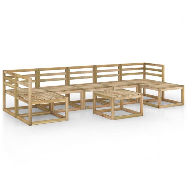 Conjunto de mobiliário de jardim 8 pcs madeira de pinho verde impregnada D