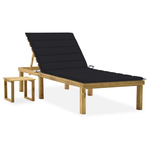 Cama de jardim com mesa e almofada de madeira de pinho impregnada D