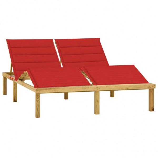 Cama dupla e almofadas madeira de pinho impregnada vermelho vermelho D