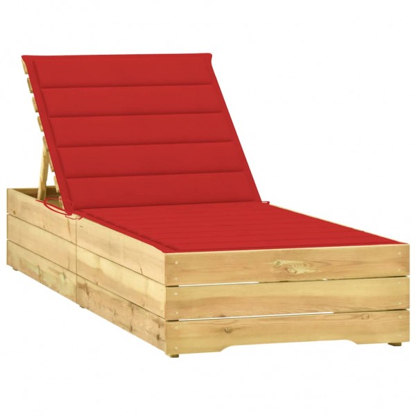 Cama com almofada vermelha madeira de pinho impregnada D
