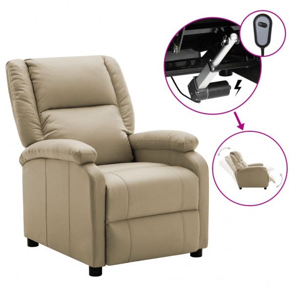 Sillón reclinable eléctrico cuero sintético cappuccino Sillón reclinable eléctrico cuero sintético cappuccino D