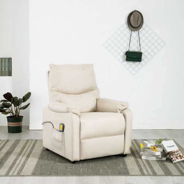 Sillón de masaje eléctrico tela color crema Sillón de masaje eléctrico tela color crema D