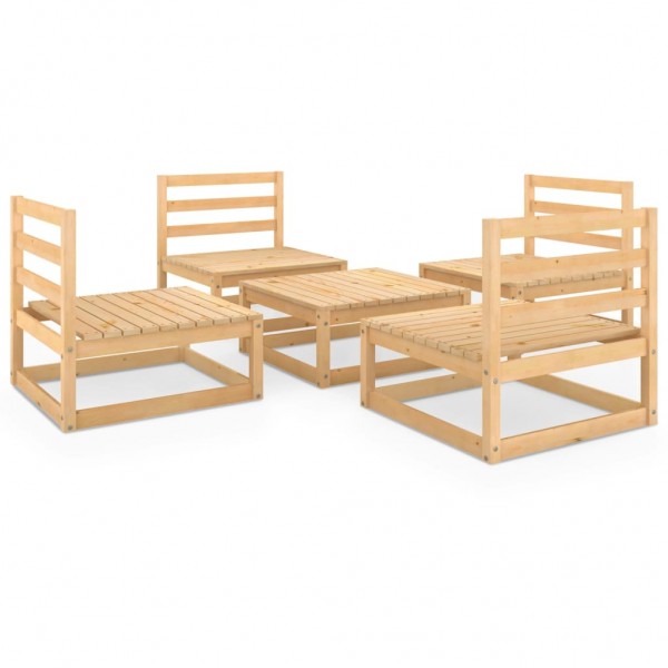 Juego de muebles de jardín 5 piezas madera pino maciza Juego de muebles de jardín 5 piezas madera pino maciza D