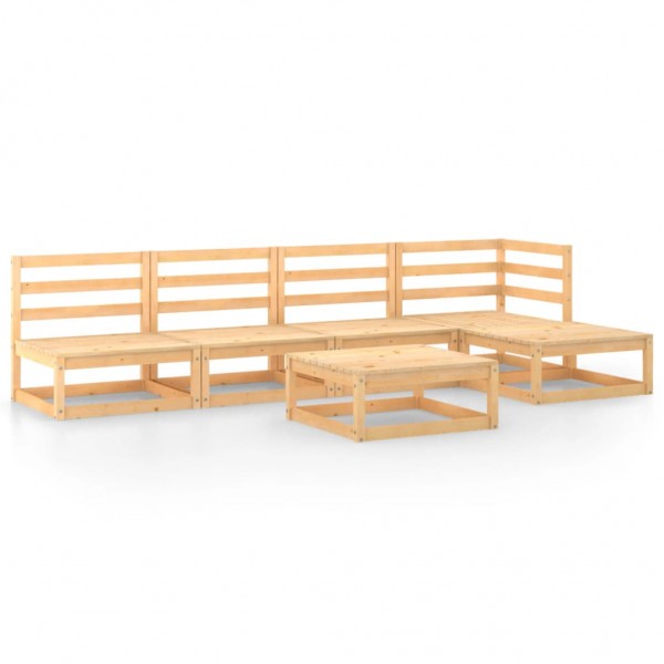 Conjunto de móveis de jardim 6 peças em madeira maciça de pinho D