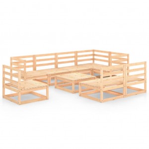 Conjunto de móveis de jardim 9 peças madeira de pinho maciço D