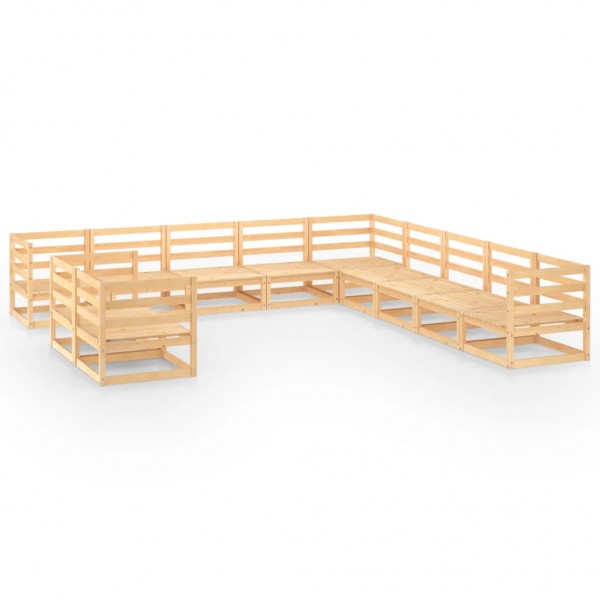 Conjunto de móveis de jardim 11 peças madeira maciça de pinheiro D