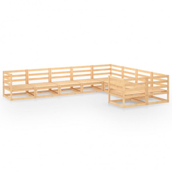 Conjunto de móveis de jardim de 9 peças com almofadas em madeira maciça de pinho D