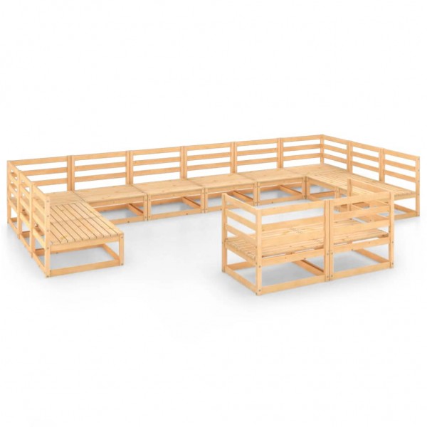 Conjunto de móveis de jardim 12 peças madeira de pinho maciço D