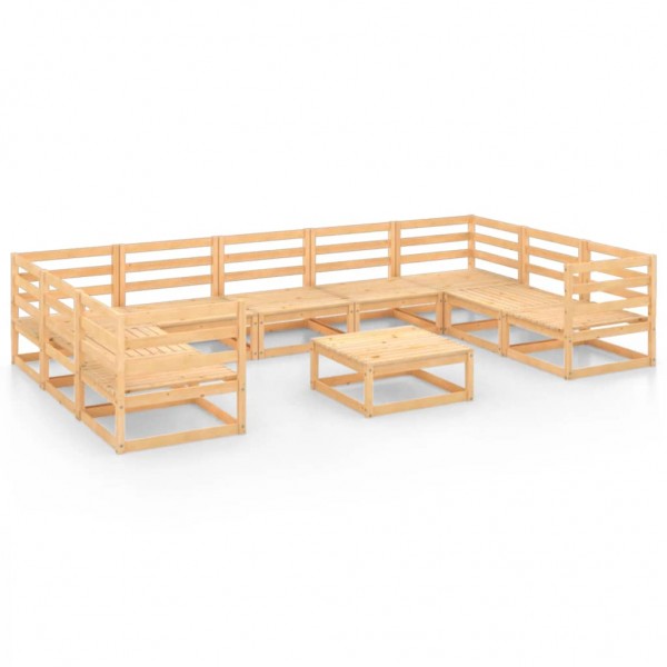 Conjunto de móveis de jardim com 10 peças em madeira maciça de pinho D
