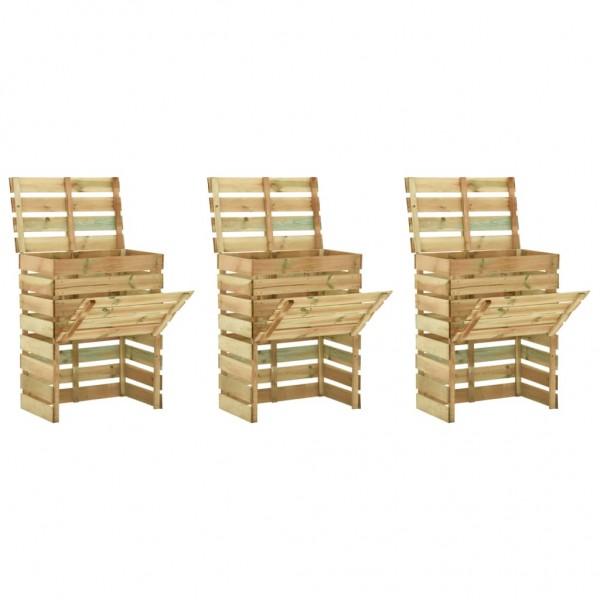 Compostadores de láminas 3 uds madera de pino 80x50x100 cm D