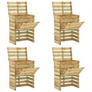 Compostadores de láminas 4 uds madera de pino 80x50x100 cm D