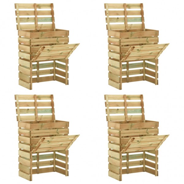Compostadores de láminas 4 uds madera de pino 80x50x100 cm D