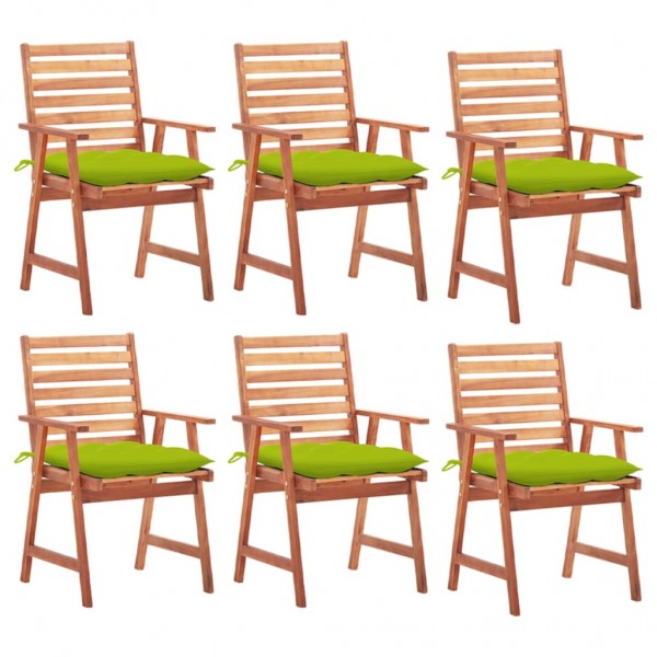 Cadeiras e almofadas de jantar de jardim 6 unidades em madeira de acácia maciça D