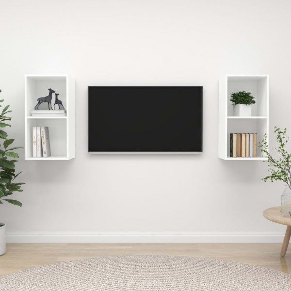 Muebles de pared para TV 2 uds madera contrachapada blanco D