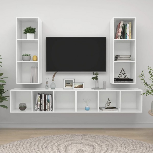 Mobiliário de sala de estar de parede 4 peças branco e carvalho Sonoma D