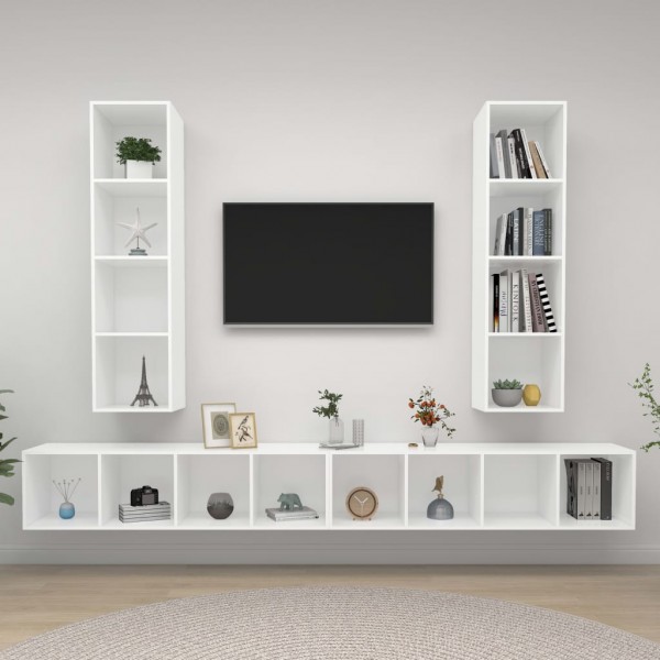Muebles de pared para TV 4 piezas aglomerado blanco D