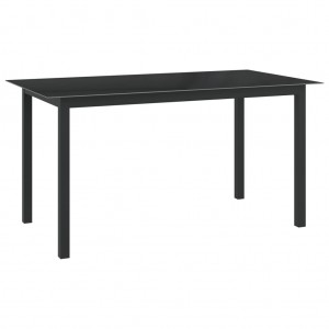 Mesa de jardín de aluminio y vidrio negro 150x90x74 cm D