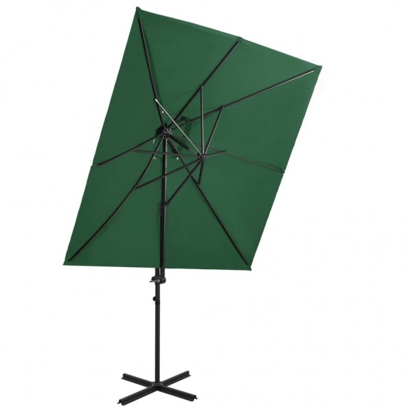 Um guarda-chuva com cobertura dupla verde 250x250 cm D