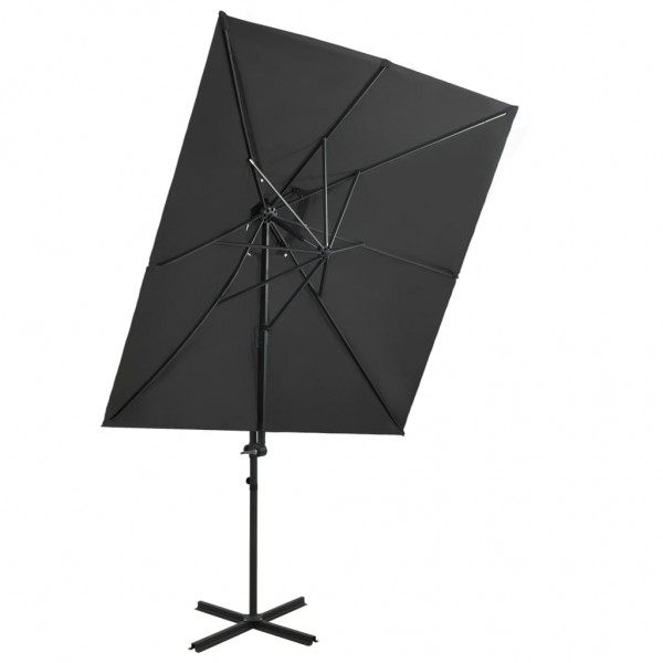 Um guarda-chuva de 250x250 cm com cobertura dupla de antrasita D