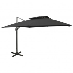 Um guarda-chuva com cobertura dupla preto 300x300 cm D
