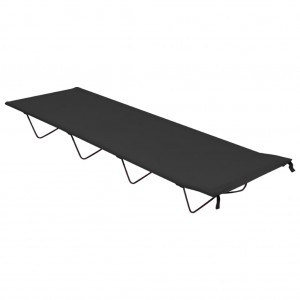 Cama de campismo de tecido Oxford e aço preto 180x60x19 cm D