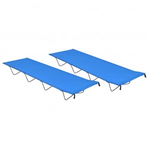 Camas de camping 2 uds tela Oxford y acero azul 180x60x19 cm D