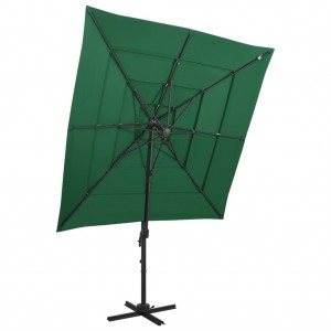 Um guarda-chuva de 4 níveis com um poste de alumínio verde 250x250 cm D