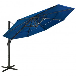 Um guarda-chuva de 4 níveis com um poste de alumínio azul 3x3 m D