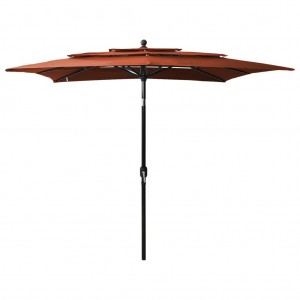 Um guarda-chuva de 3 níveis com poste de alumínio terracota 2.5x2.5m D