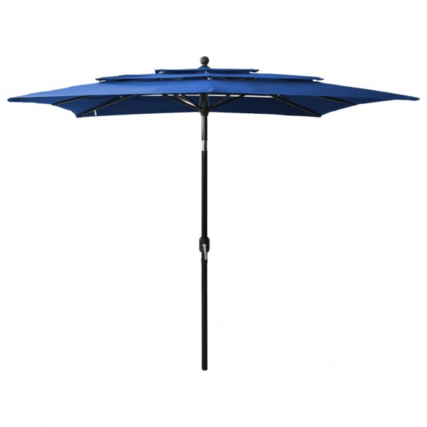 Um guarda-chuva de 3 níveis com poste de alumínio azul-azul 2.5x2.5 m D