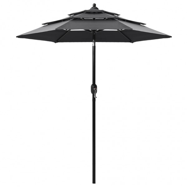 Um guarda-chuva de 3 níveis com um poste de alumínio de antrasita de 2 m D