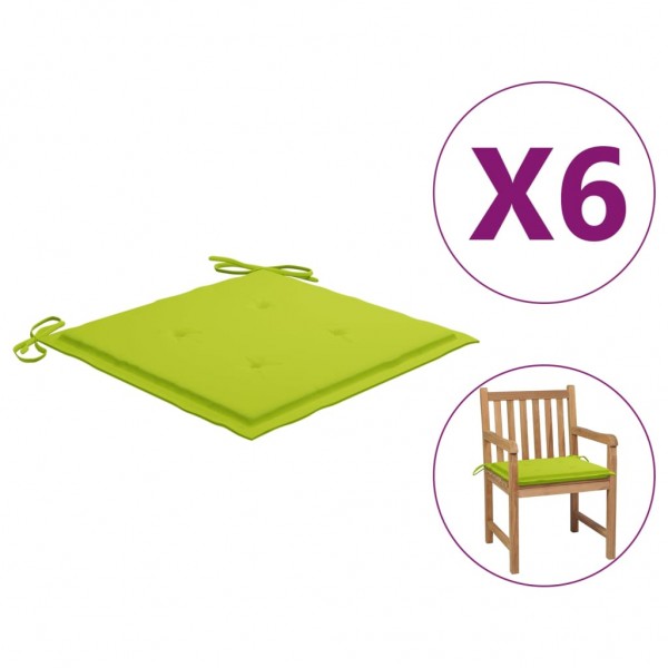 Cojines de silla de jardín 6 uds tela Oxford verde 50x50x3 cm D