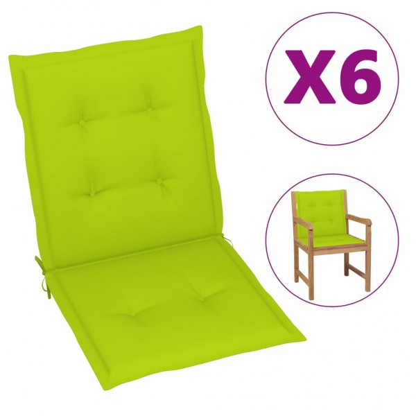 Cojín silla jardín respaldo bajo 6 uds tela Oxford verde claro D