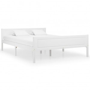 Estructura de cama de madera maciza de pino blanca 140x200 cm D