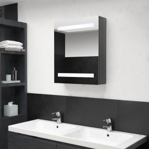 Armario de baño con espejo LED gris brillante 50x14x60 cm D