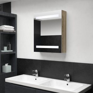 Armario de baño con espejo roble 50x14x60 cm D