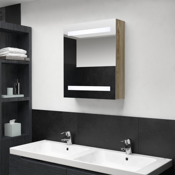 Armário de banho com espelho de carvalho 50x14x60 cm D