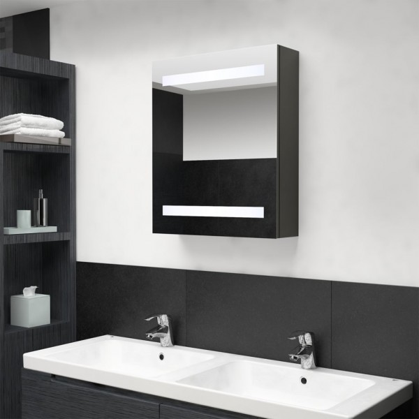 Armário de banho com espelho cinzento 50x14x60 cm D
