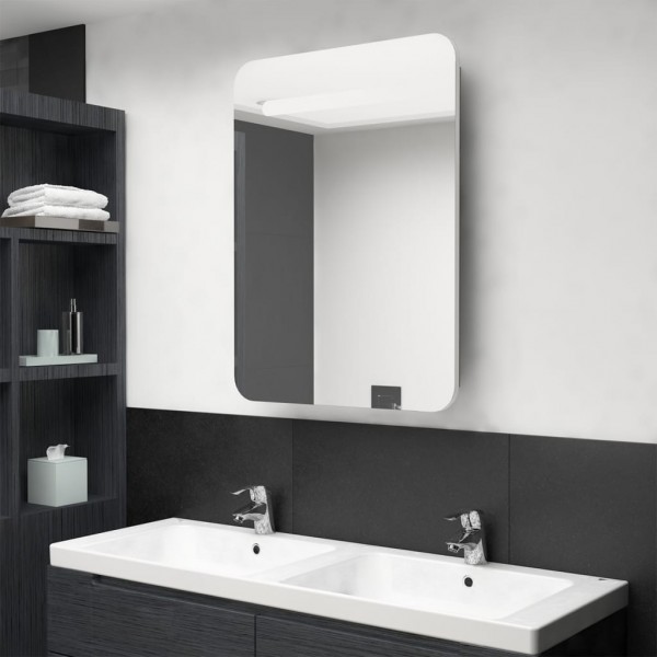 Armario de baño con espejo y LED blanco y roble 60x11x80 cm D