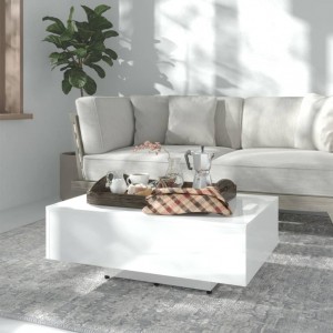 Mesa de centro madera contrachapada blanco brillo 85x55x31 cm D