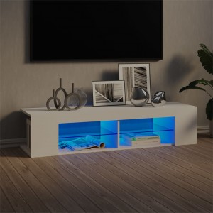 Mueble de TV con luces LED blanco 135x39x30 cm D
