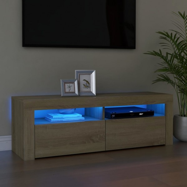 Mueble de TV con luces LED roble Sonoma 120x35x40 cm D