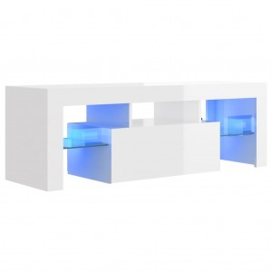Mobiliário de televisão com luzes LED brancas brilhantes 120x35x40 cm D
