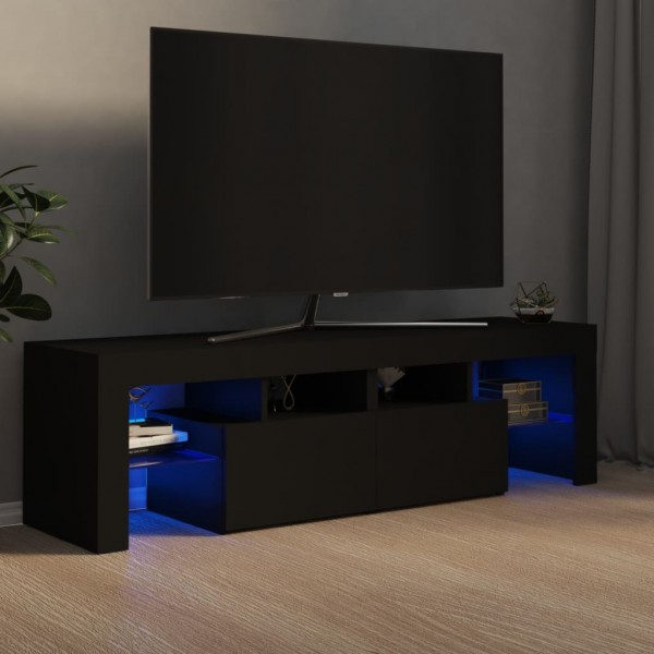 Mobiliário de TV com luzes LED pretas 140x36.5x40 cm D