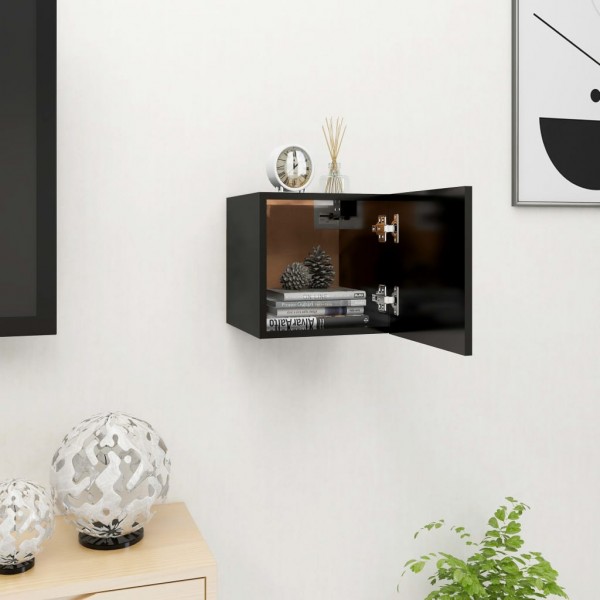 Mueble de pared para TV negro 30.5x30x30 cm D