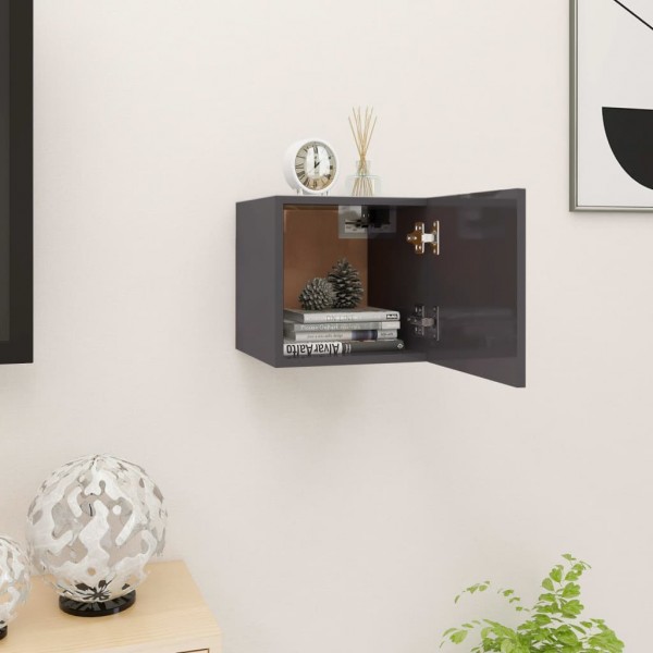 Mueble de pared para TV gris con brillo 30.5x30x30 cm D
