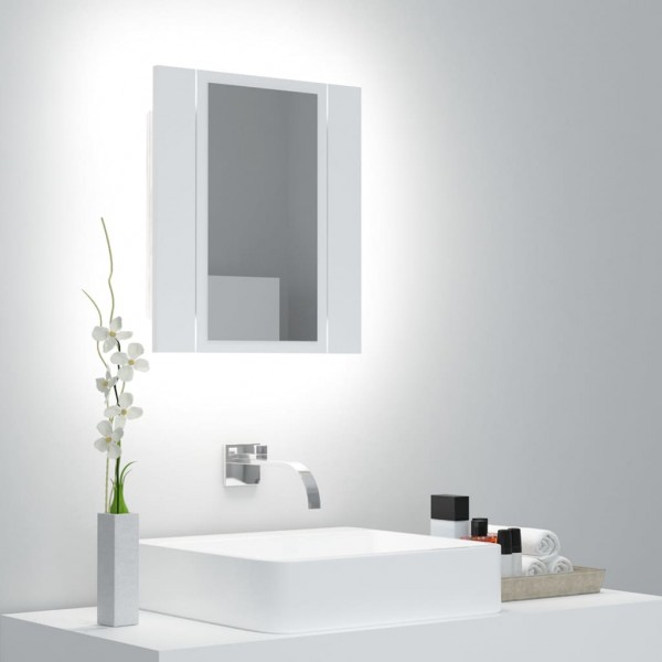 Armário espelho de banheiro com luz LED acrílico branco 40x12x45 cm D